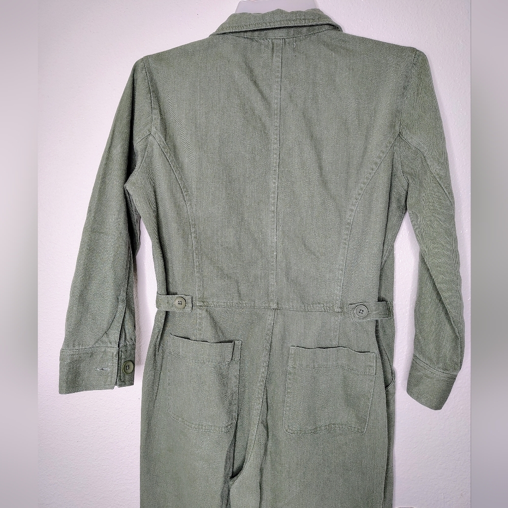 Tradlands Avocado Green Cotton Utility Jumpsuit Sz L - Picture 11 of 16